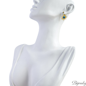 Boucles d'oreilles dormeuses turquoise – Acier doré | Bijouly