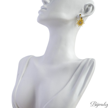 Boucles d'oreilles dormeuses agate blanche – Acier doré | Bijouly