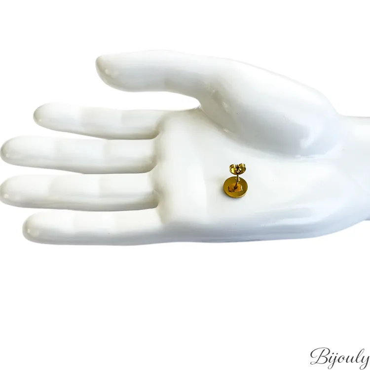 Boucles d'oreilles puces – Acier doré | Bijouly