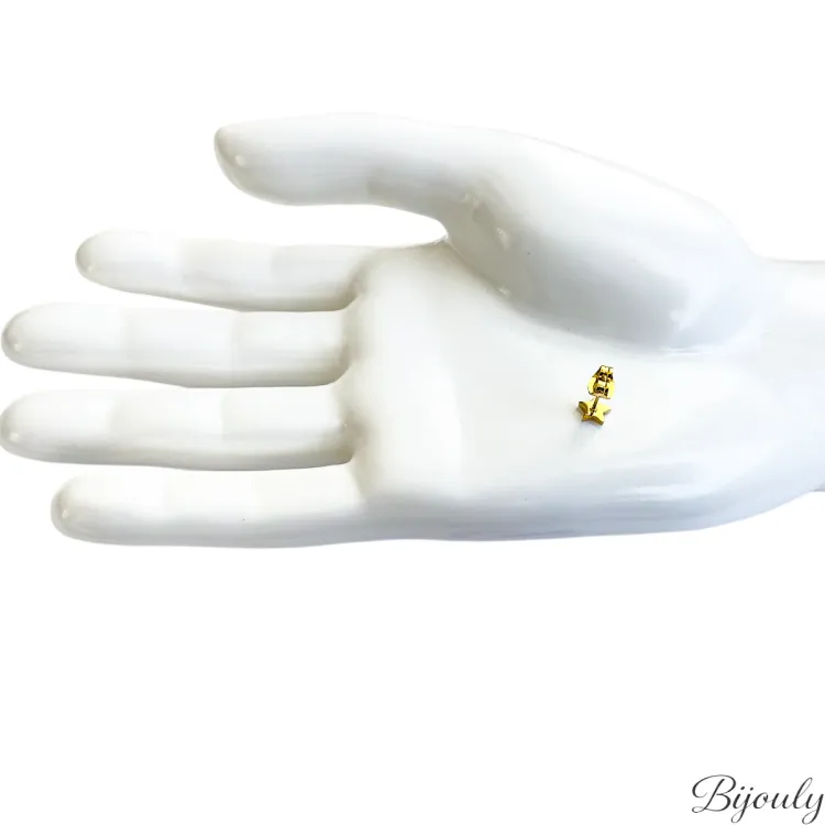 Boucles d'oreilles puces – Acier doré (mini) | Bijouly