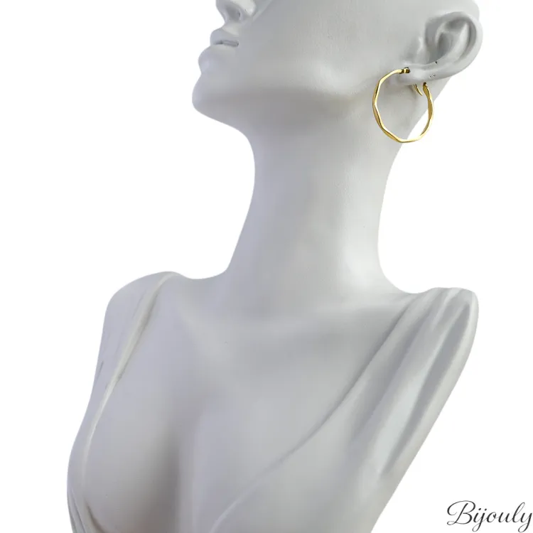 Boucles d'oreilles créoles fines 30 mm – Acier doré | Bijouly