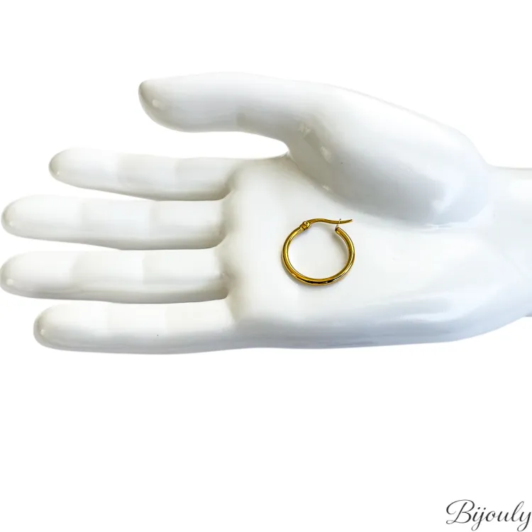 Boucles d'oreilles créoles – Acier doré (petites) | Bijouly
