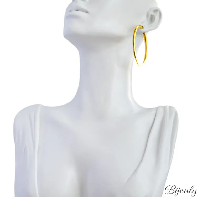 Boucles d'oreilles créoles – Acier doré (grandes) | Bijouly