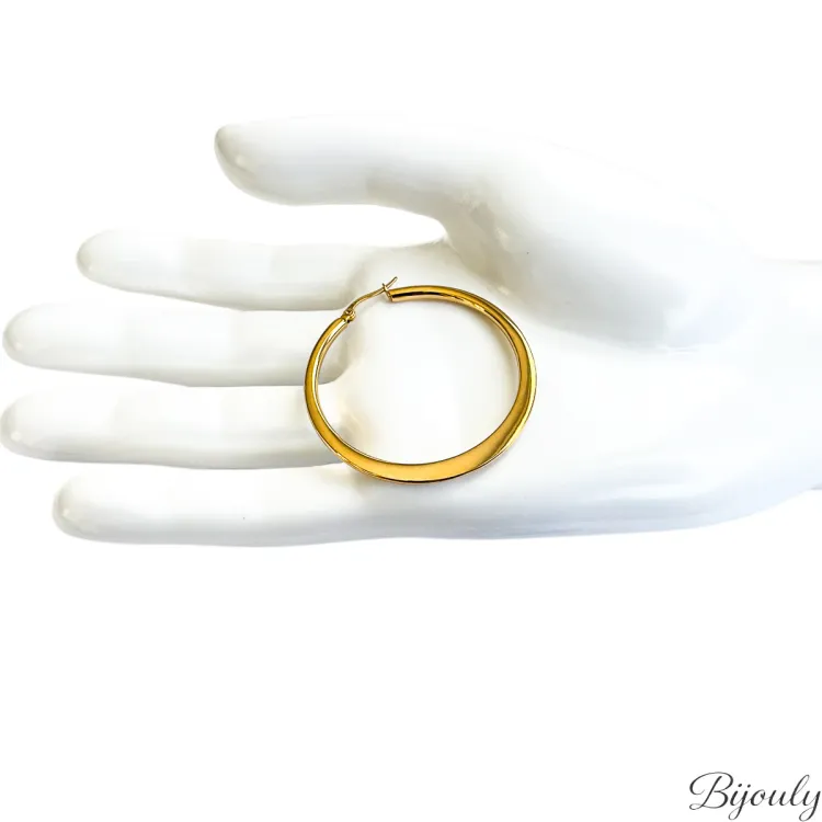 Boucles d'oreilles créoles – Acier doré (grandes) | Bijouly