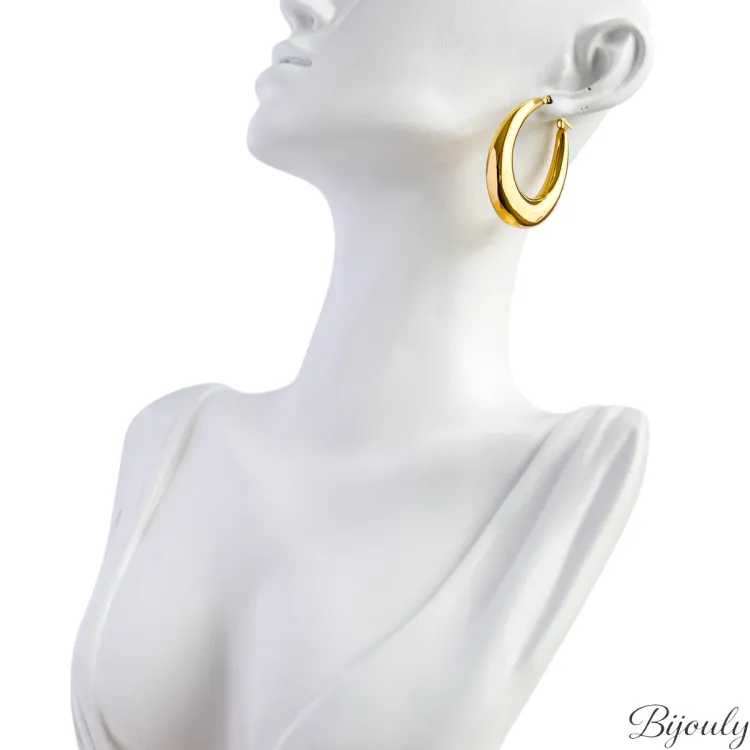 Boucles d'oreilles créoles – Acier doré | Bijouly