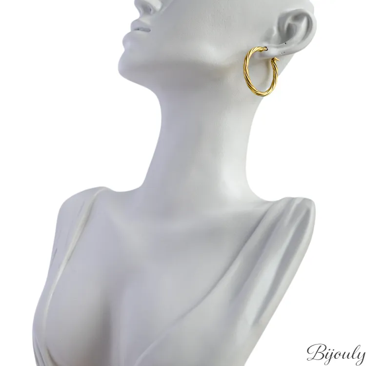 Boucles d'oreilles créoles – Acier doré | Bijouly
