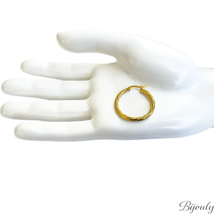 Boucles d'oreilles créoles – Acier doré | Bijouly