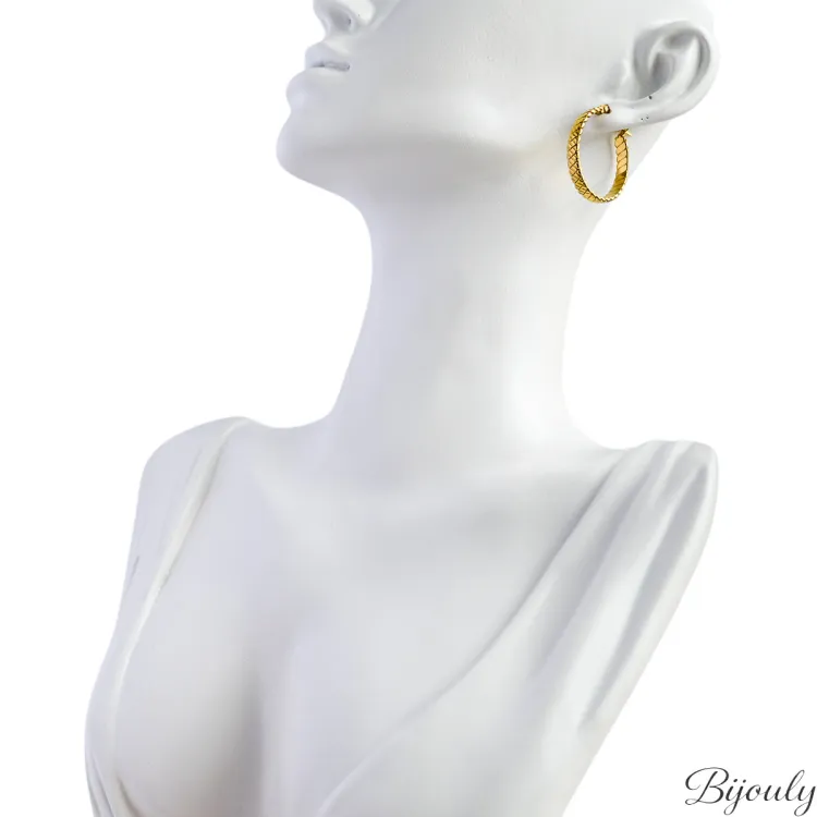 Boucles d'oreilles créoles – Acier doré (fines) | Bijouly