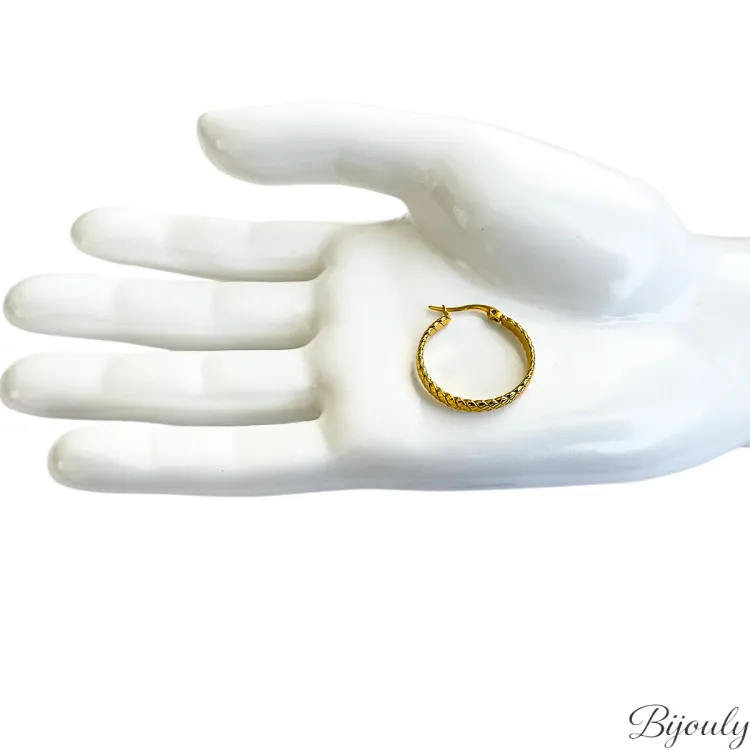 Boucles d'oreilles créoles – Acier doré (fines) | Bijouly