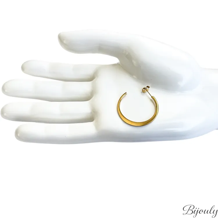 Boucles d'oreilles demi-créoles – Acier doré (petites) | Bijouly
