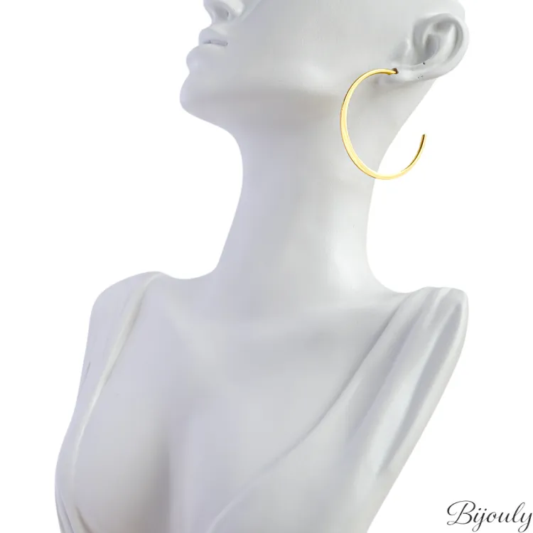Boucles d'oreilles demi-créoles – Acier doré | Bijouly