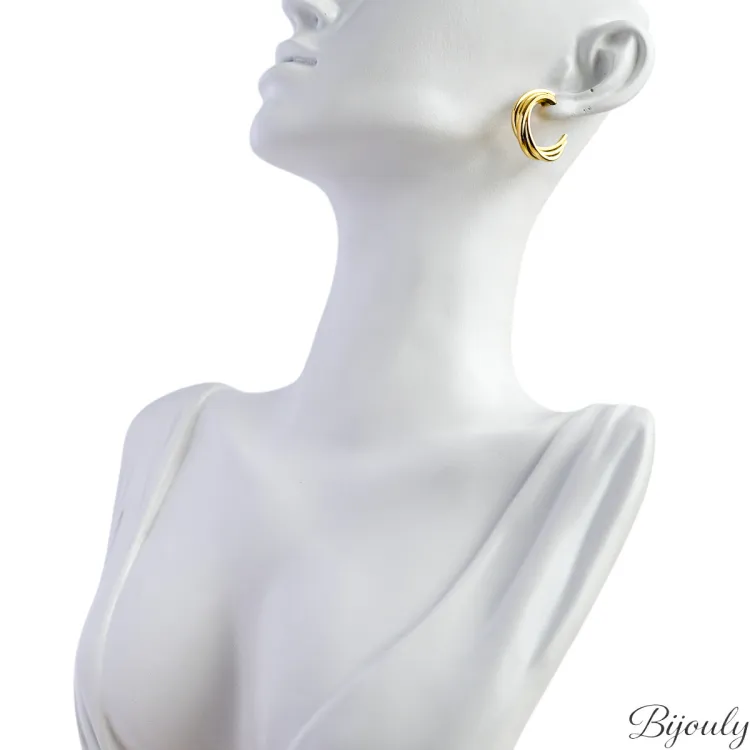 Boucles d'oreilles demi-créoles – Acier doré (grandes) | Bijouly