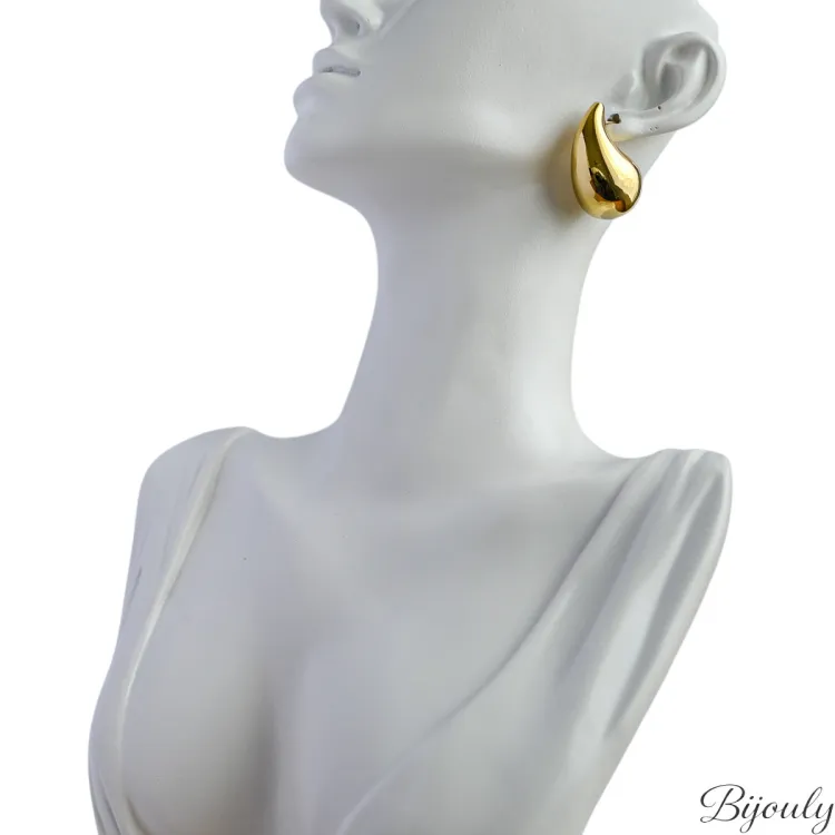 Boucles d'oreilles clous – Acier doré (grandes) | Bijouly