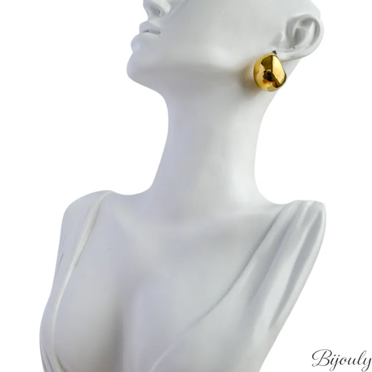 Boucles d'oreilles demi-créoles – Acier doré (larges) | Bijouly