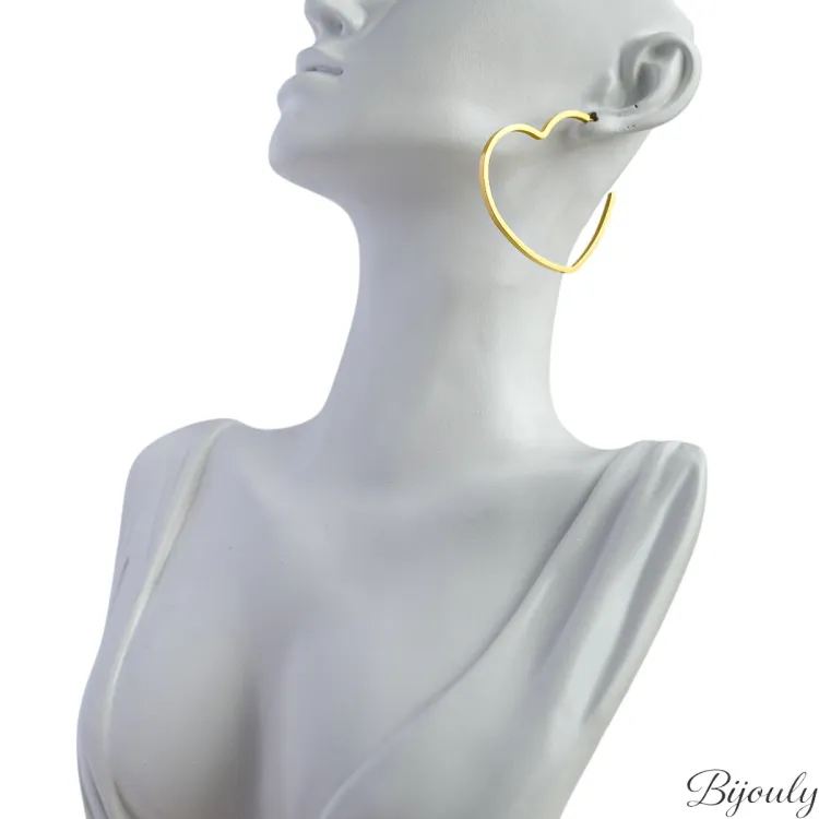 Boucles d'oreilles demi-créoles – Acier doré | Bijouly