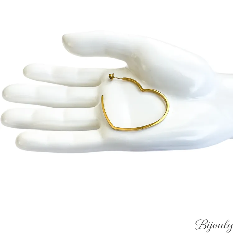 Boucles d'oreilles demi-créoles – Acier doré | Bijouly