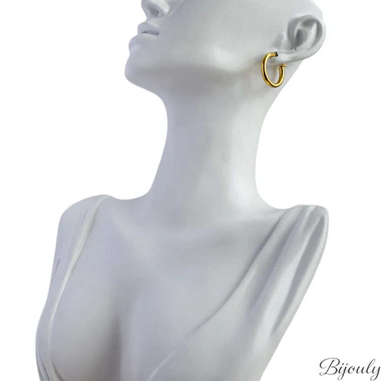 Boucles d'oreilles créoles – Acier doré | Bijouly