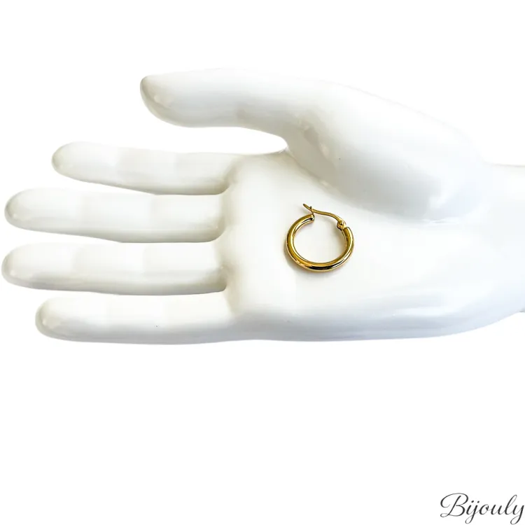 Boucles d'oreilles créoles – Acier doré | Bijouly