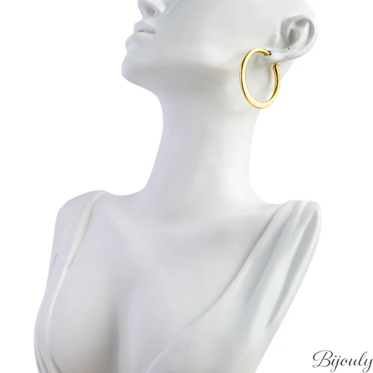 Boucles d'oreilles créoles – Acier doré (lourdes) | Bijouly