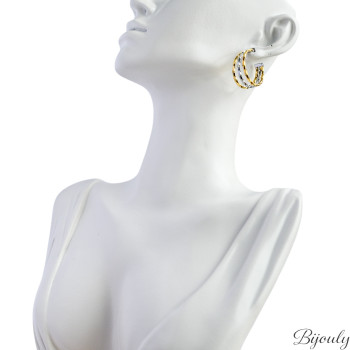 Boucles d'oreilles demi-créoles bicolores – Acier doré (v.1) | Bijouly