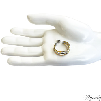 Boucles d'oreilles demi-créoles bicolores – Acier doré (v.1) | Bijouly