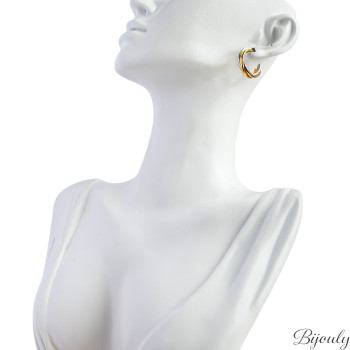 Boucles d'oreilles demi-créoles bicolores – Acier doré (v.2) | Bijouly