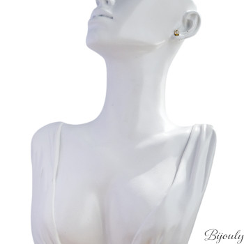 Boucles d'oreilles puces onyx blanc – Acier doré | Bijouly