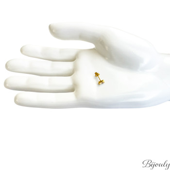 Boucles d'oreilles puces onyx blanc – Acier doré | Bijouly