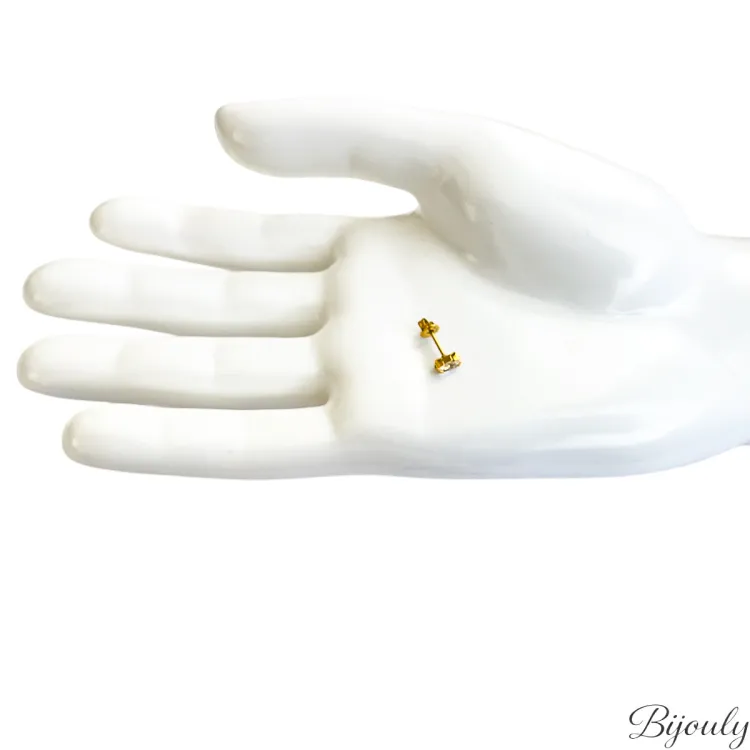 Boucles d'oreilles puces onyx blanc – Acier doré | Bijouly