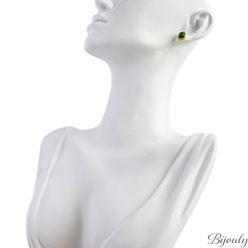 Boucles d'oreilles puces verre vert – Acier doré | Bijouly