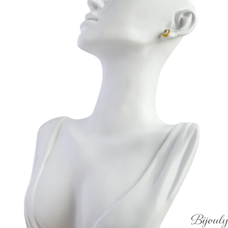 Boucles d'oreilles puces verre blanc – Acier doré | Bijouly
