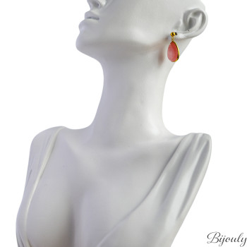 Boucles d'oreilles pendantes IP jaune et jade | Bijouly