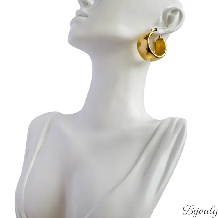 Boucles d'oreilles créoles IP jaune – Acier doré | Bijouly