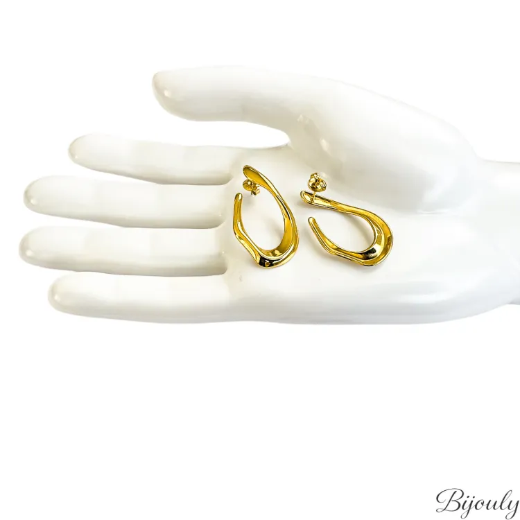 Boucles d'oreilles demi-créoles – Acier doré (grandes) | Bijouly