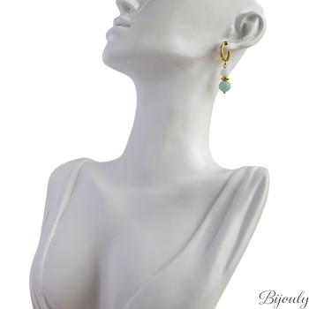 Boucles d'oreilles créoles jaspe aventurine – Acier doré | Bijouly