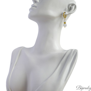 Boucles d'oreilles créoles jaspe – Acier doré | Bijouly