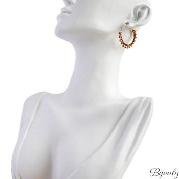 Boucles d'oreilles créoles verre rouge et doré | Bijouly