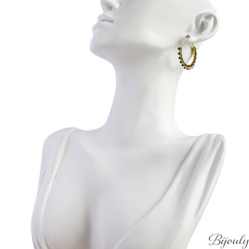 Boucles d'oreilles créoles verre noir et doré | Bijouly