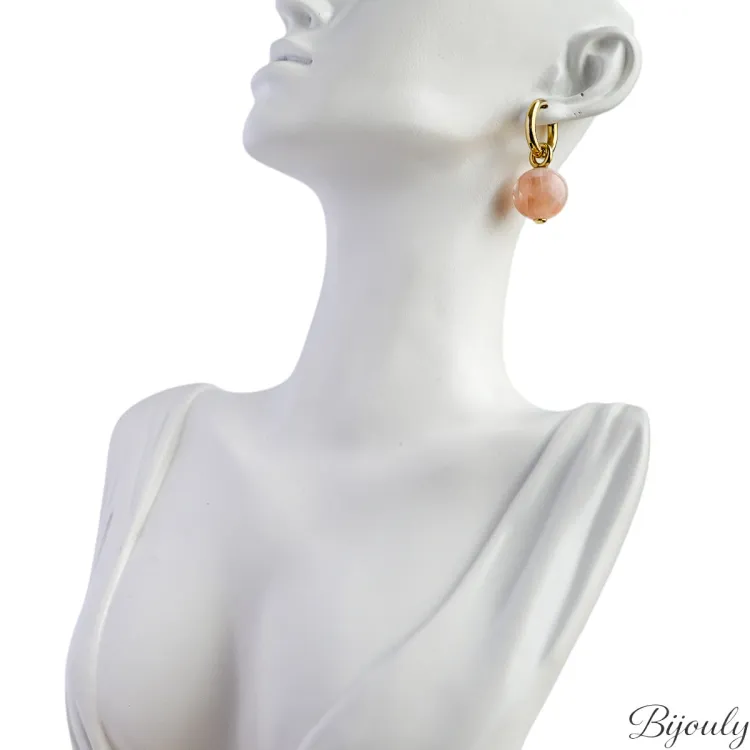 Boucles d'oreilles créoles acrylique – Acier doré | Bijouly