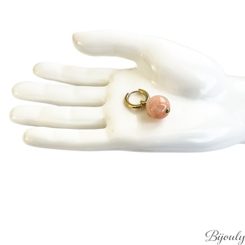 Boucles d'oreilles créoles acrylique – Acier doré | Bijouly