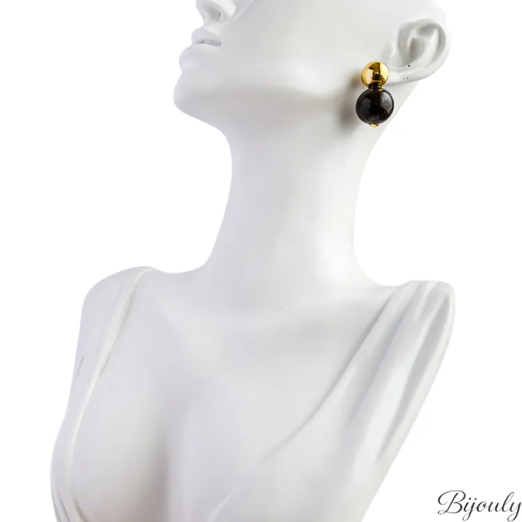 Boucles d'oreilles puces acrylique – Acier doré | Bijouly