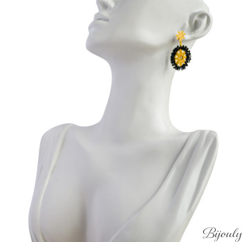 Boucles d'oreilles pendantes cristal et verre – Acier doré | Bijouly