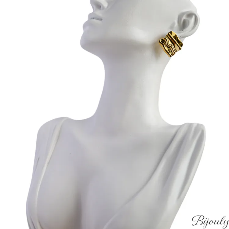 Boucles d'oreilles puces – Acier doré (grandes) | Bijouly
