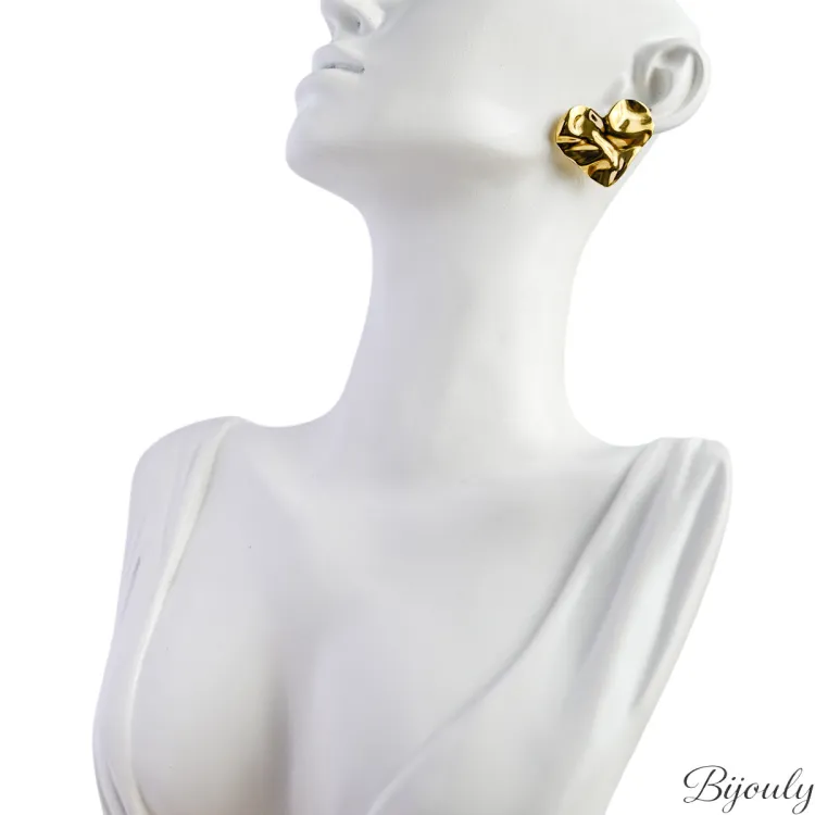 Boucles d'oreilles puces – Acier doré | Bijouly
