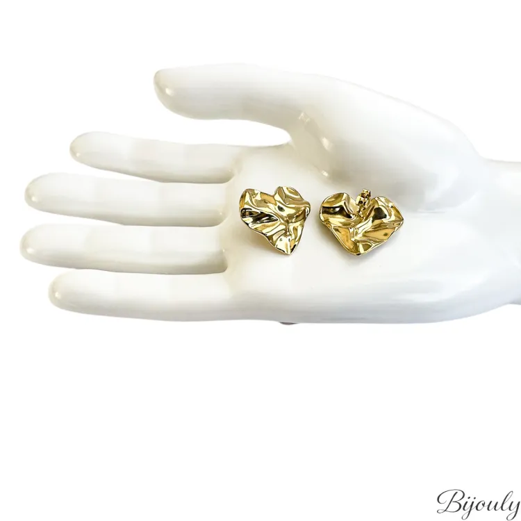 Boucles d'oreilles puces – Acier doré | Bijouly