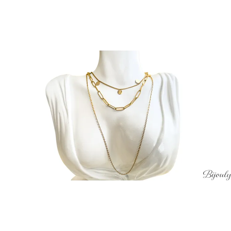 Collier Strate – Triple Rangs Dorés | Bijouly