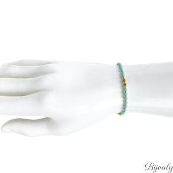 Bracelet perles verre bleu turquoise et hématite | Bijouly