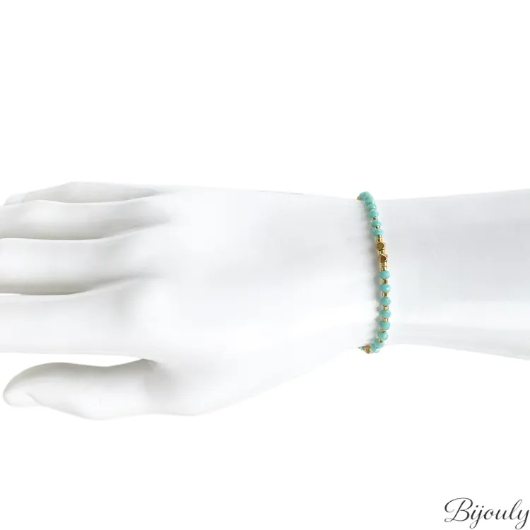Bracelet perles verre bleu turquoise et hématite | Bijouly