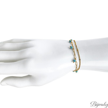Bracelet turquoise synthétique – Acier doré | Bijouly