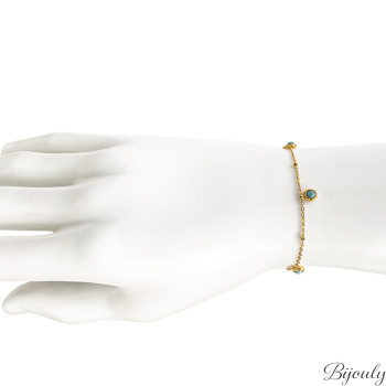 Bracelet turquoise synthétique – Acier doré (fin) | Bijouly